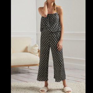 Anthropologie pleated pajama set Y back tank Crop Wide leg pants w/ pockets!